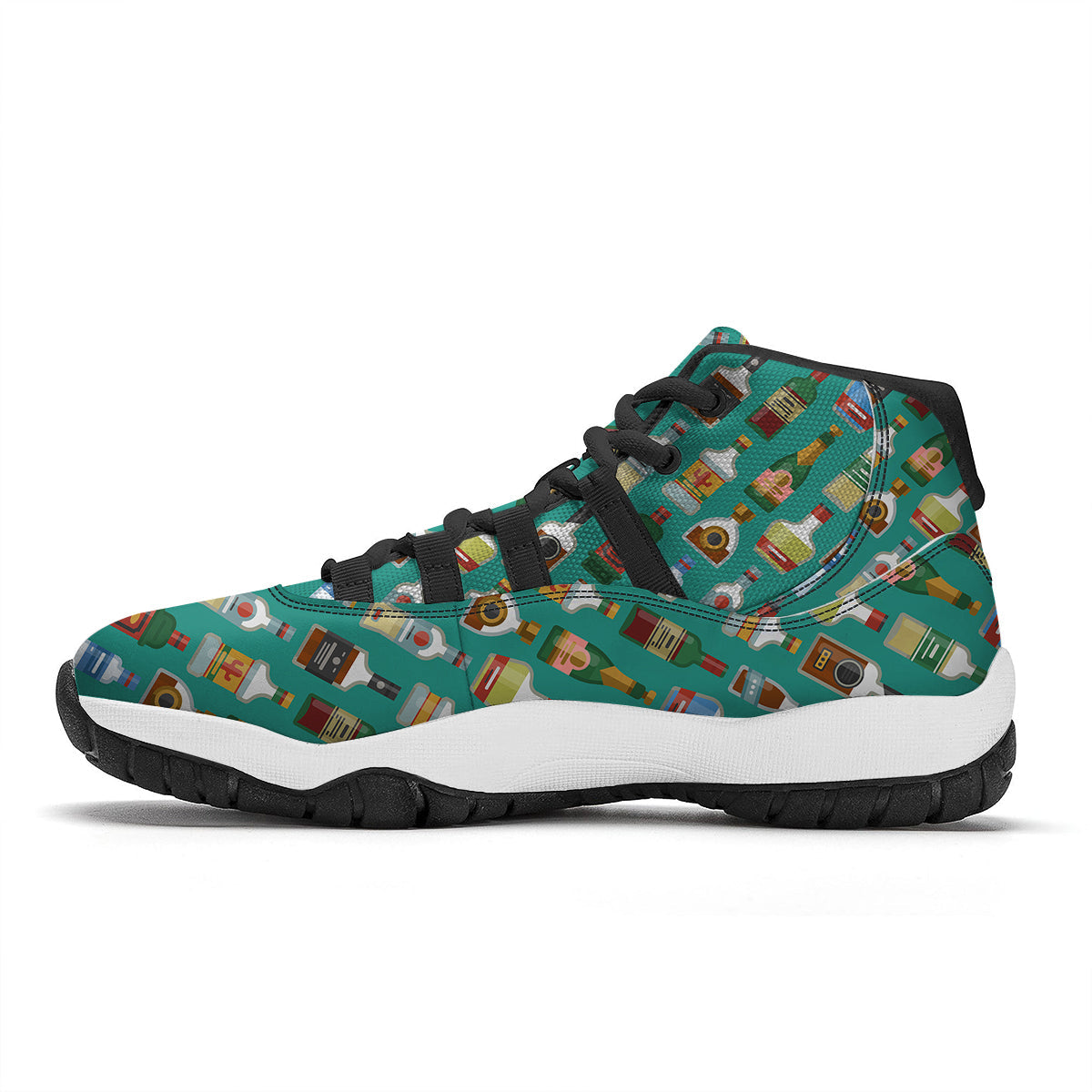 Whisky Colorful Print Pattern Black Bball Shoes-grizzshop