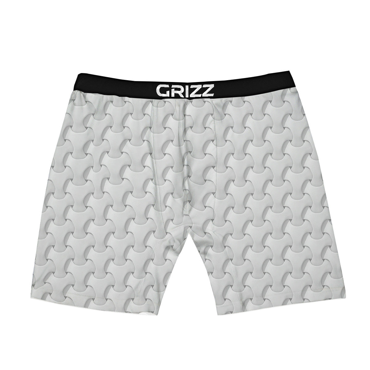 White Abstract 3D Geometric Print Pattern Boxer Briefs-grizzshop