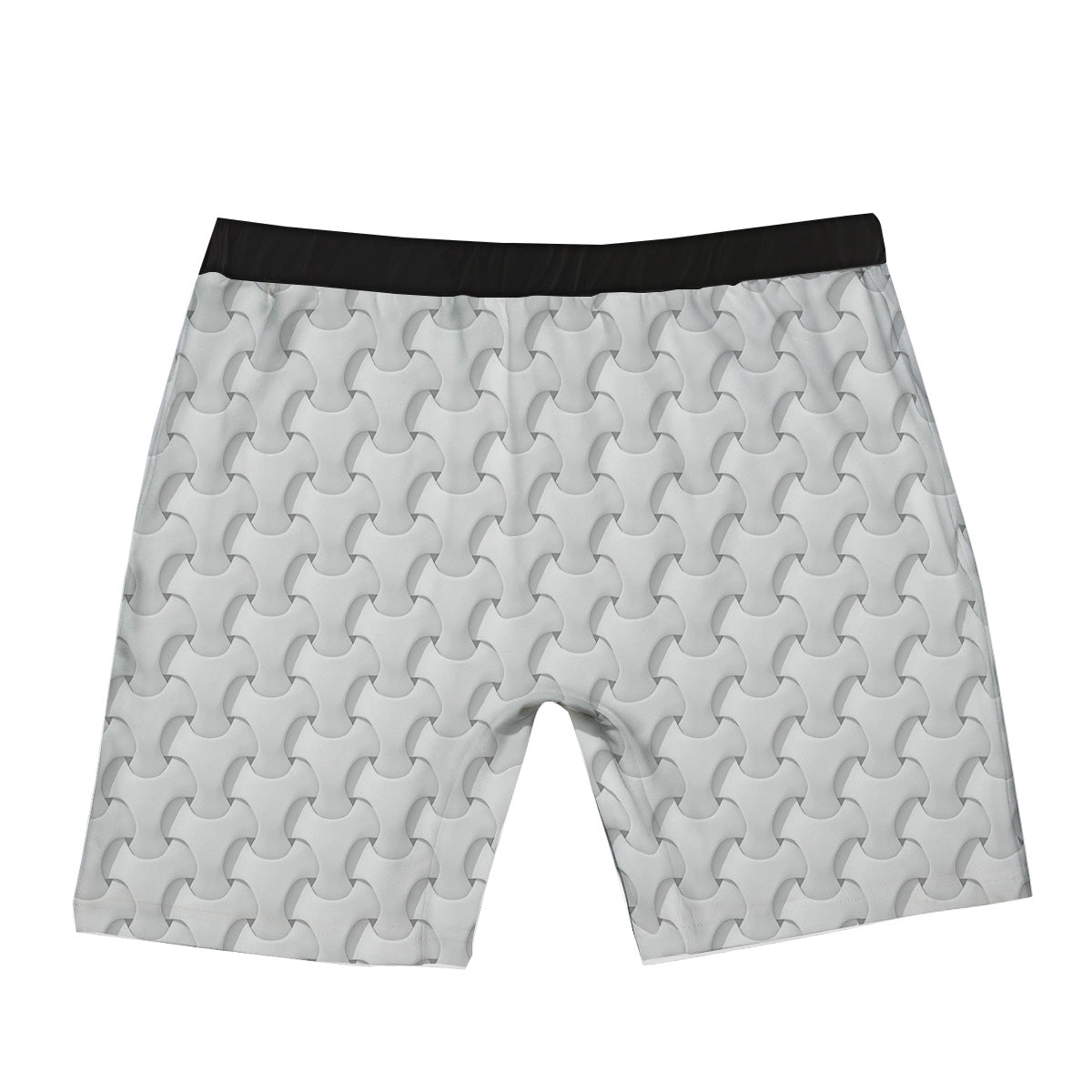White Abstract 3D Geometric Print Pattern Boxer Briefs-grizzshop