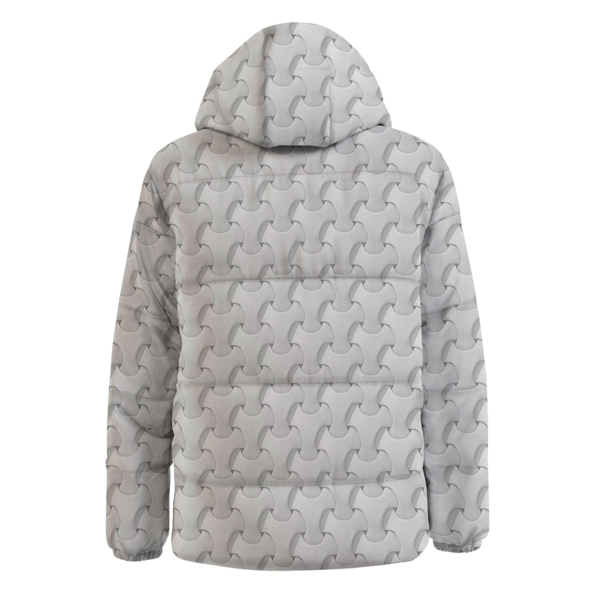White Abstract 3D Geometric Print Pattern Down Jacket-grizzshop