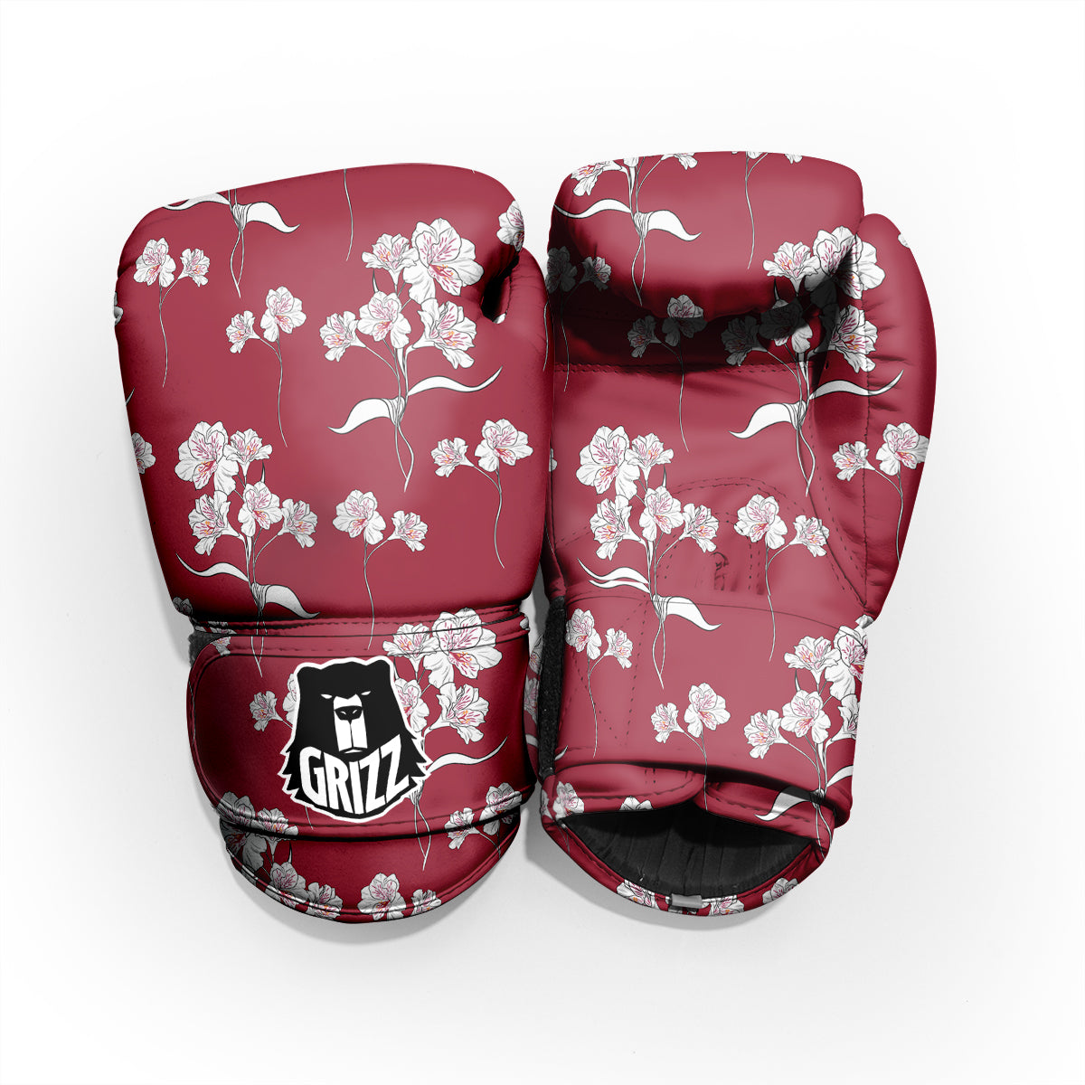 White Alstroemeria Red Print Pattern Pro Boxing Glove