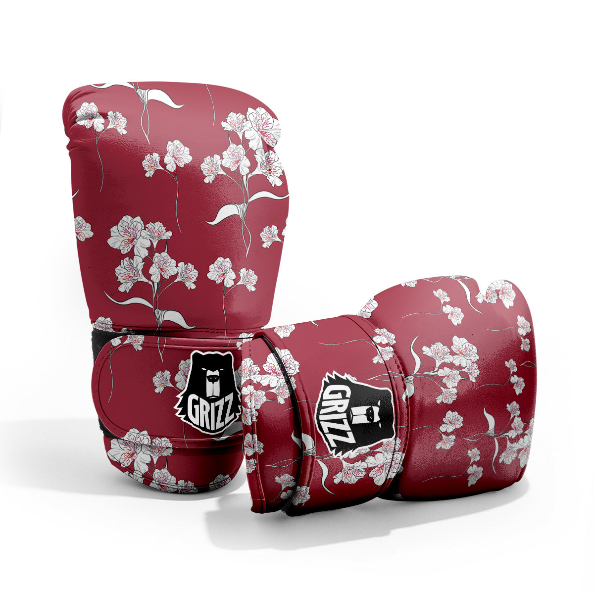 White Alstroemeria Red Print Pattern Pro Boxing Glove