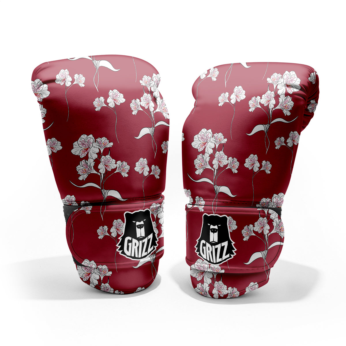 White Alstroemeria Red Print Pattern Pro Boxing Glove