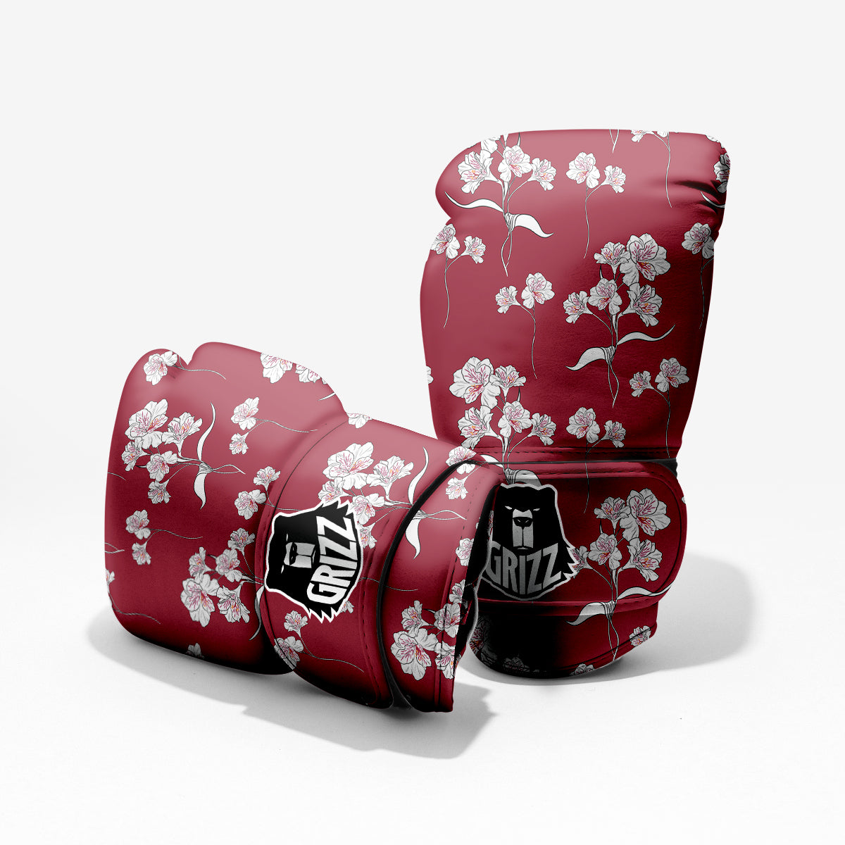 White Alstroemeria Red Print Pattern Pro Boxing Glove