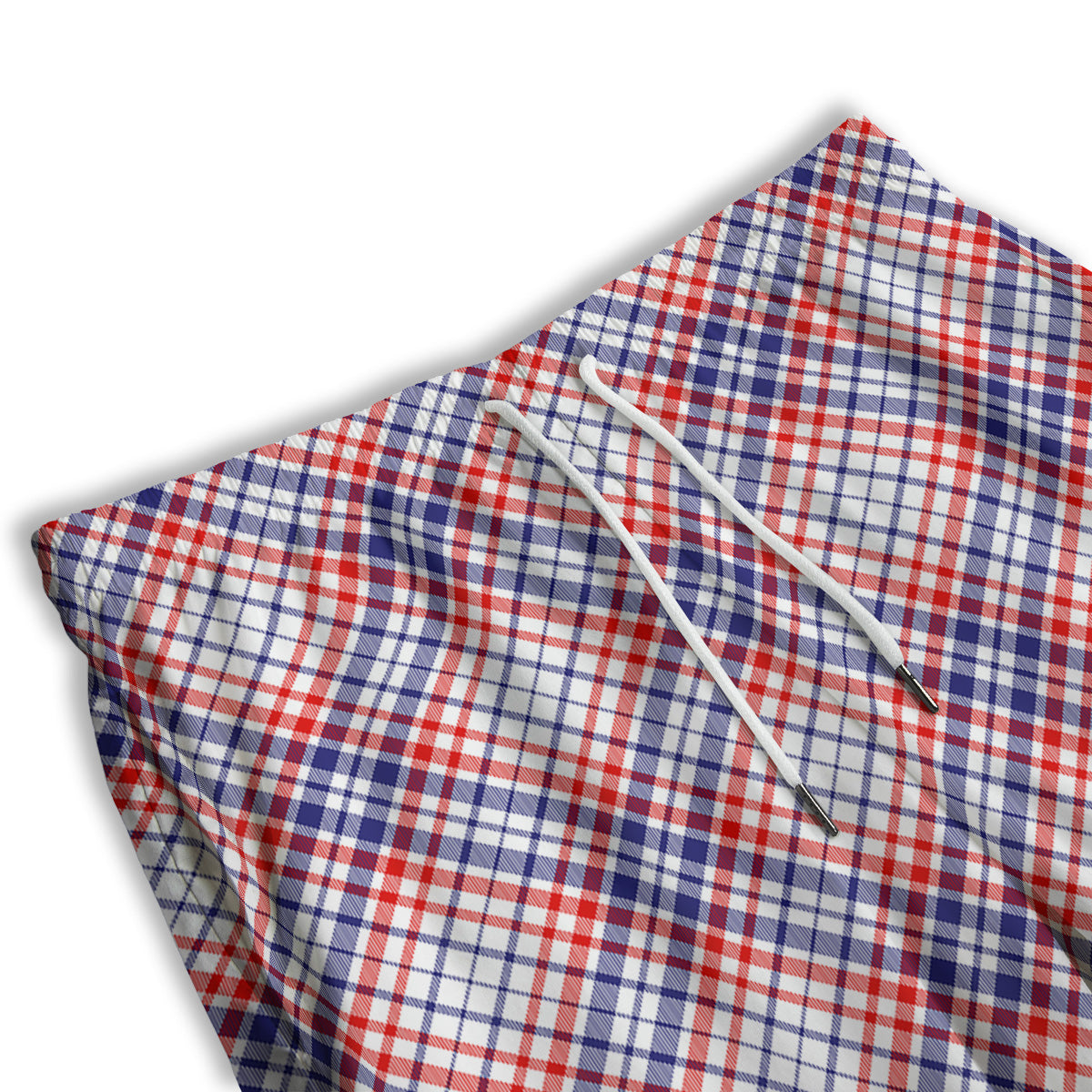White American Plaid And Blue Red Print Men's Athletic Shorts