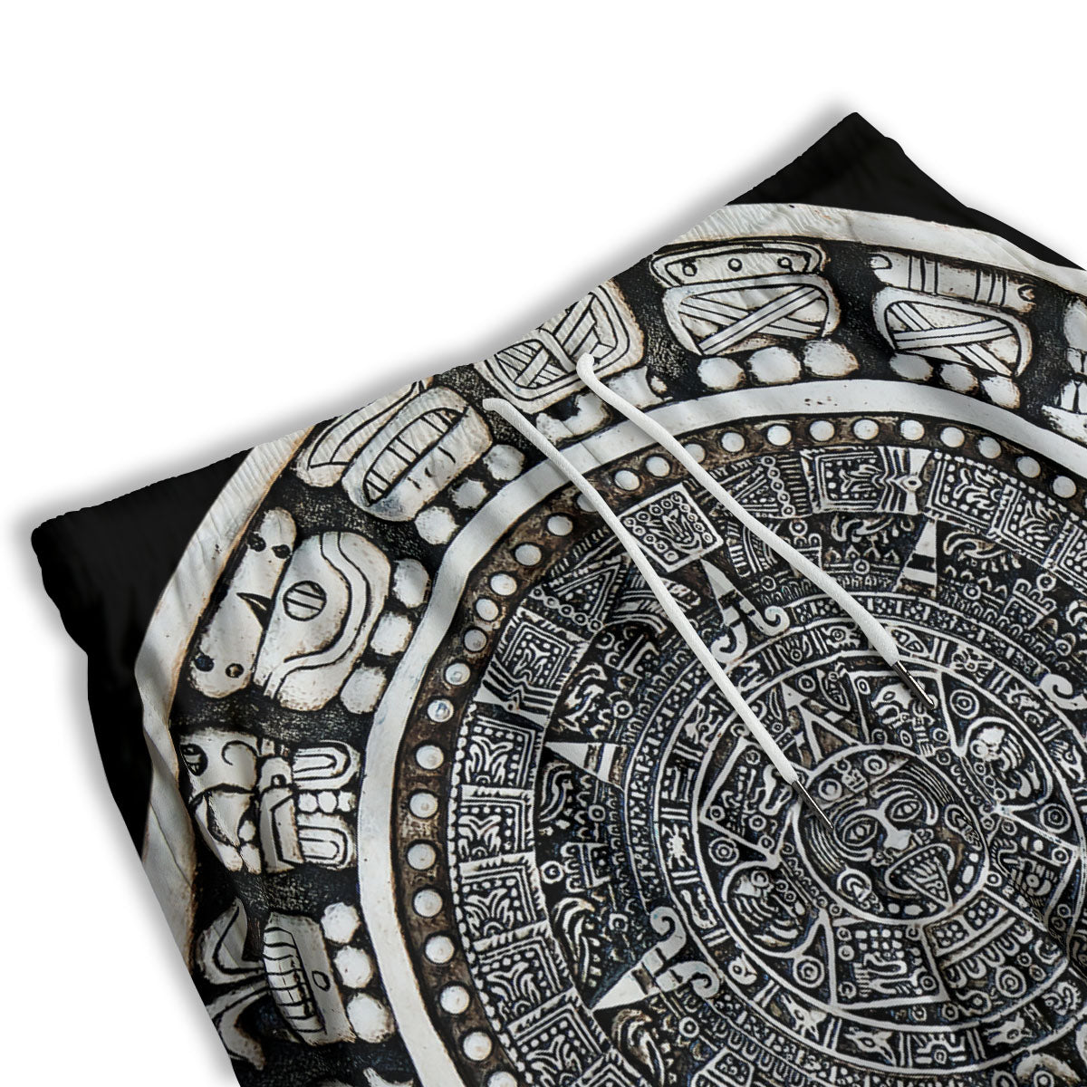 White And Black Maya Calendar Print Men's Athletic Shorts