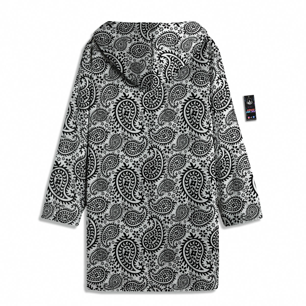 White And Black Paisley Print Pattern Men's Windbreaker Jacket-grizzshop