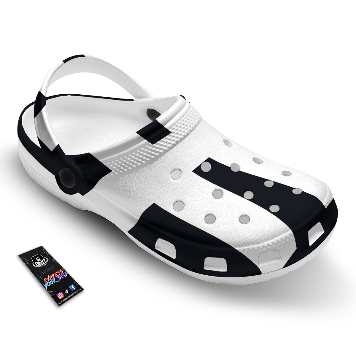White And Black Pisces Sign Print Clog-grizzshop