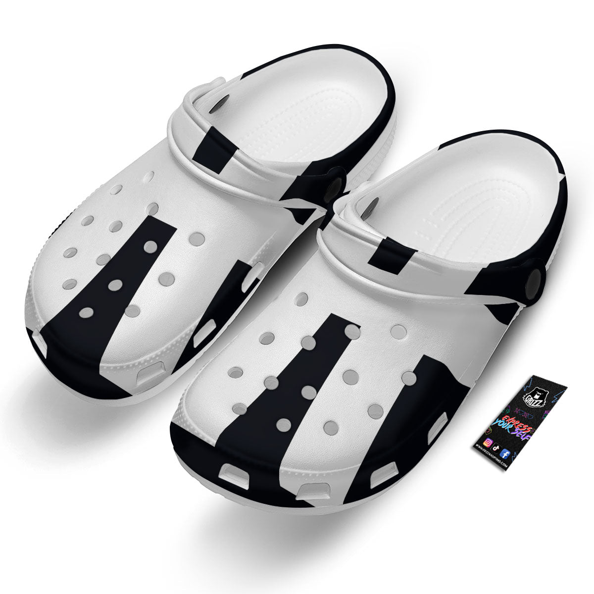 White And Black Pisces Sign Print Clog-grizzshop