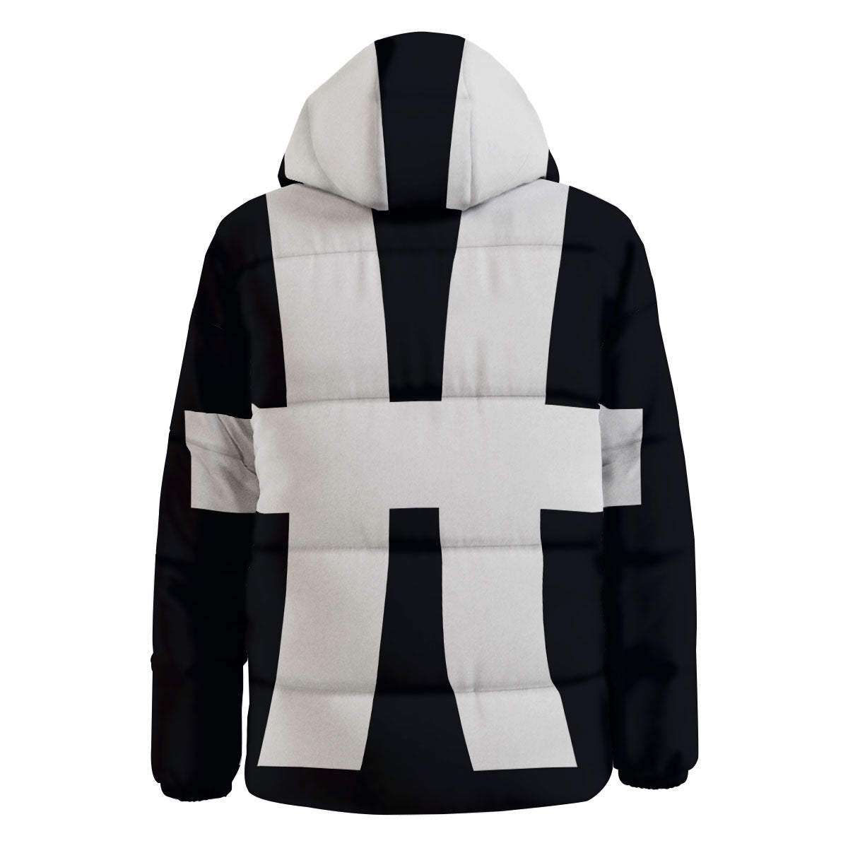 White And Black Pisces Sign Print Down Jacket-grizzshop