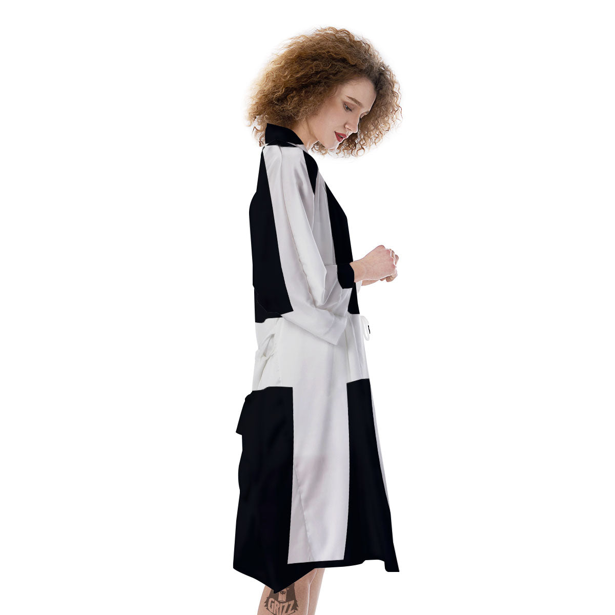White And Black Pisces Sign Print Kimono-grizzshop