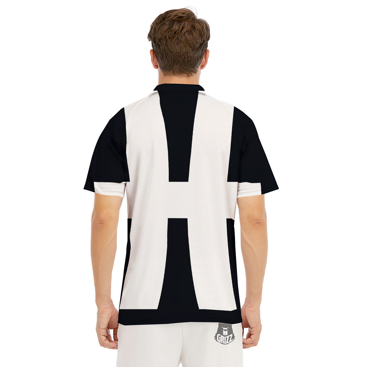 White And Black Pisces Sign Print Men's Golf Shirts-grizzshop