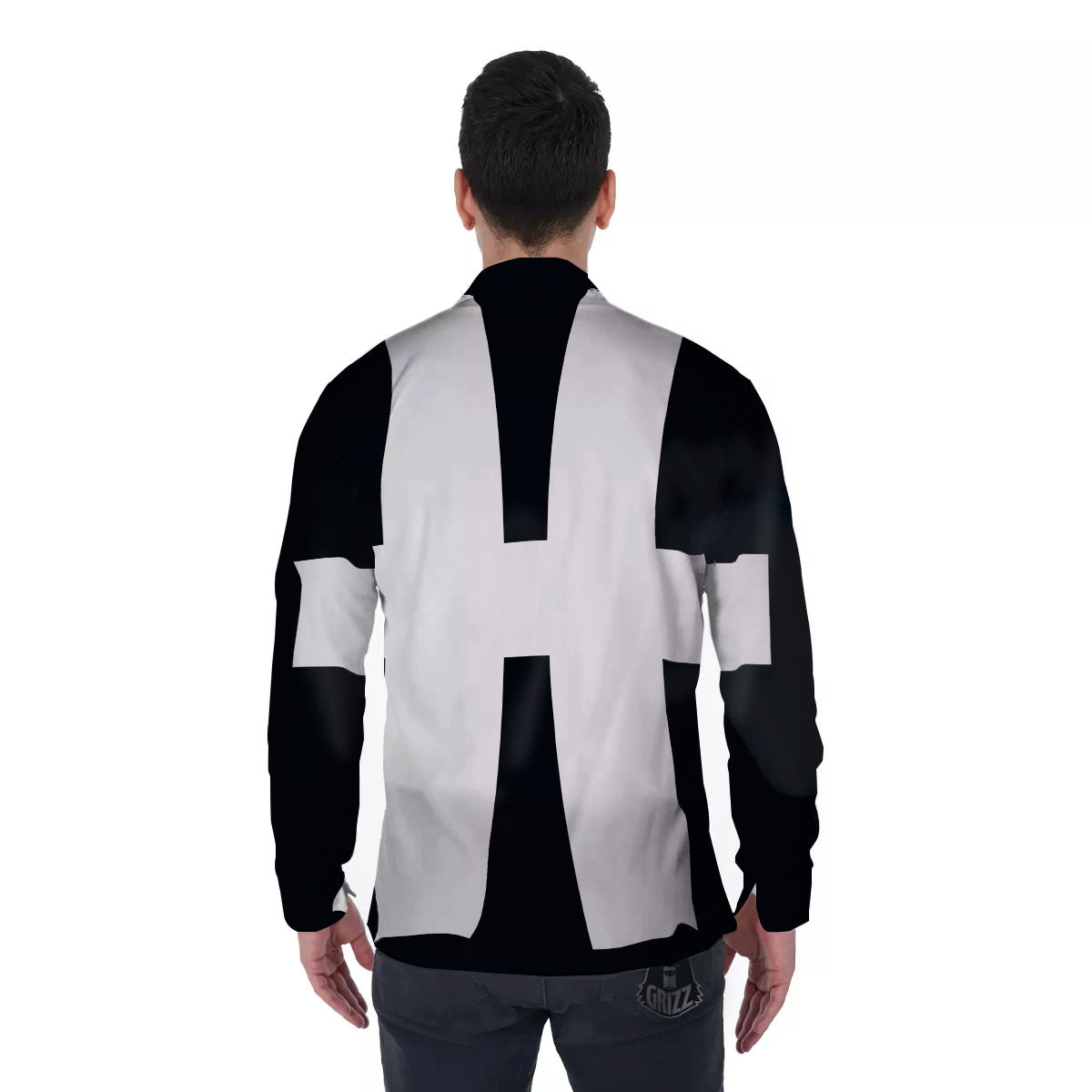 White And Black Pisces Sign Print Men's Long Sleeve Shirts-grizzshop