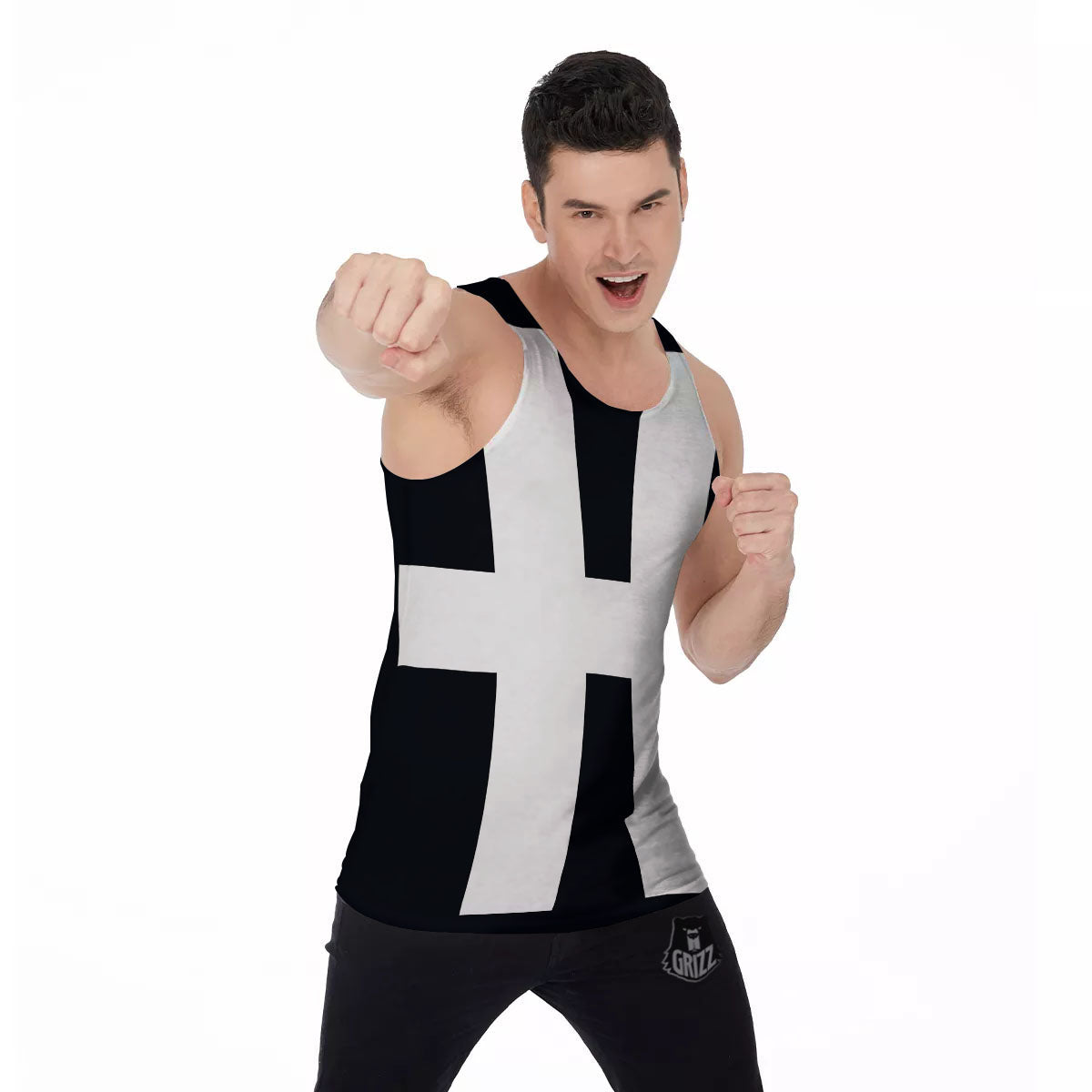 White And Black Pisces Sign Print Men's Tank Top-grizzshop