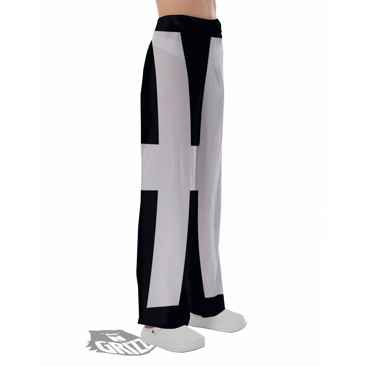 White And Black Pisces Sign Print Pajama Pants-grizzshop