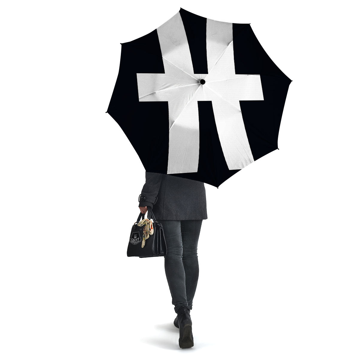 White And Black Pisces Sign Print Umbrella-grizzshop