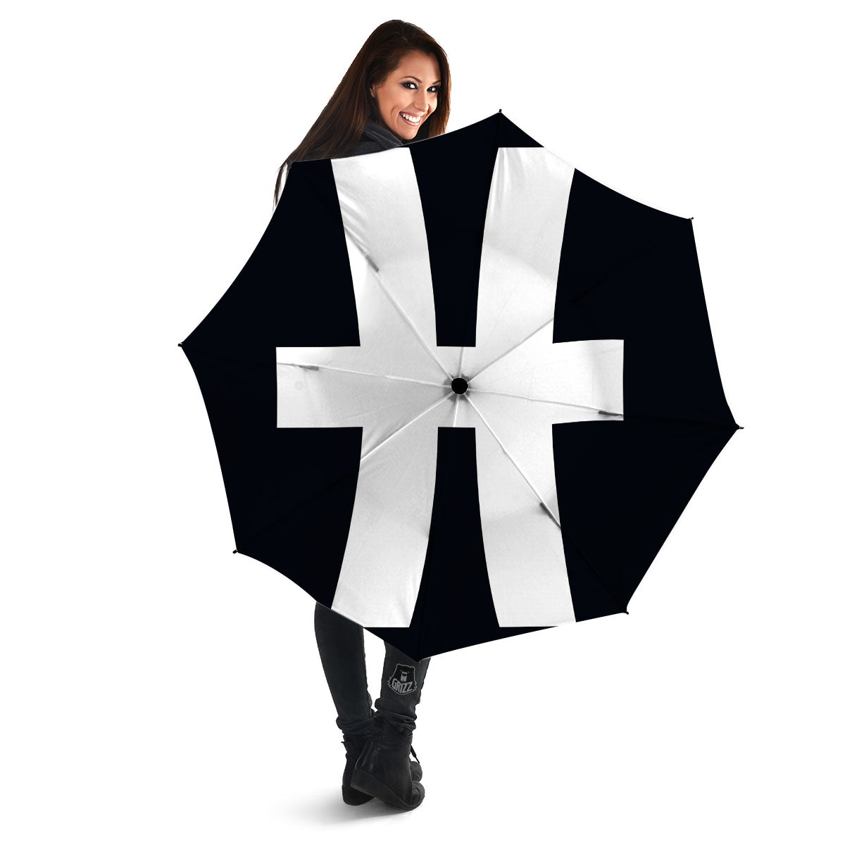White And Black Pisces Sign Print Umbrella-grizzshop
