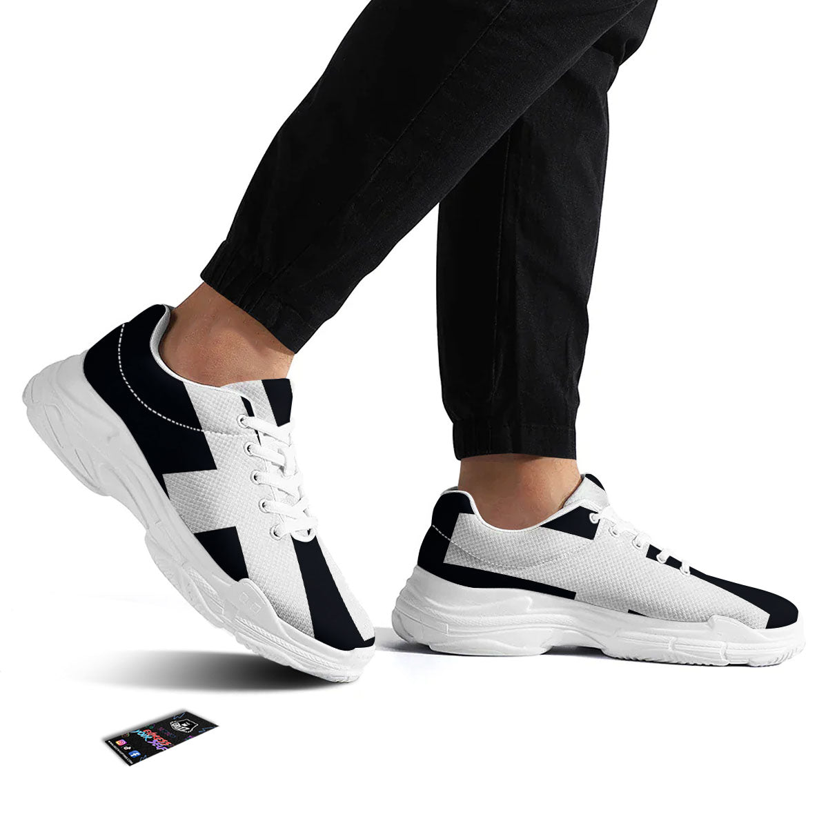 White And Black Pisces Sign Print White Chunky Shoes-grizzshop