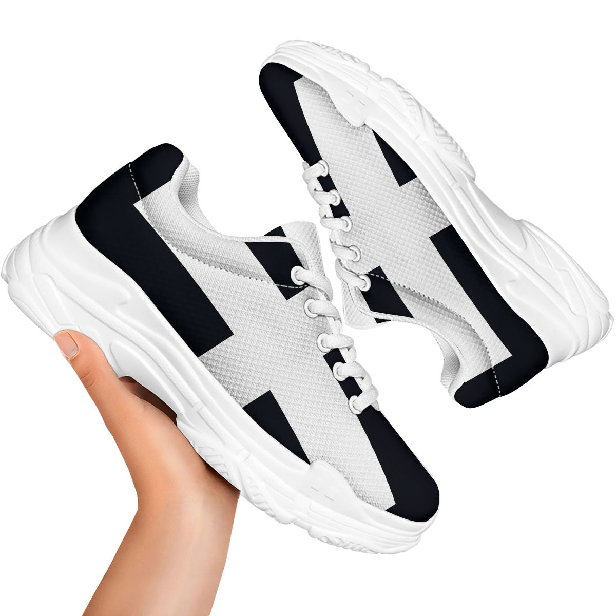 White And Black Pisces Sign Print White Chunky Shoes-grizzshop