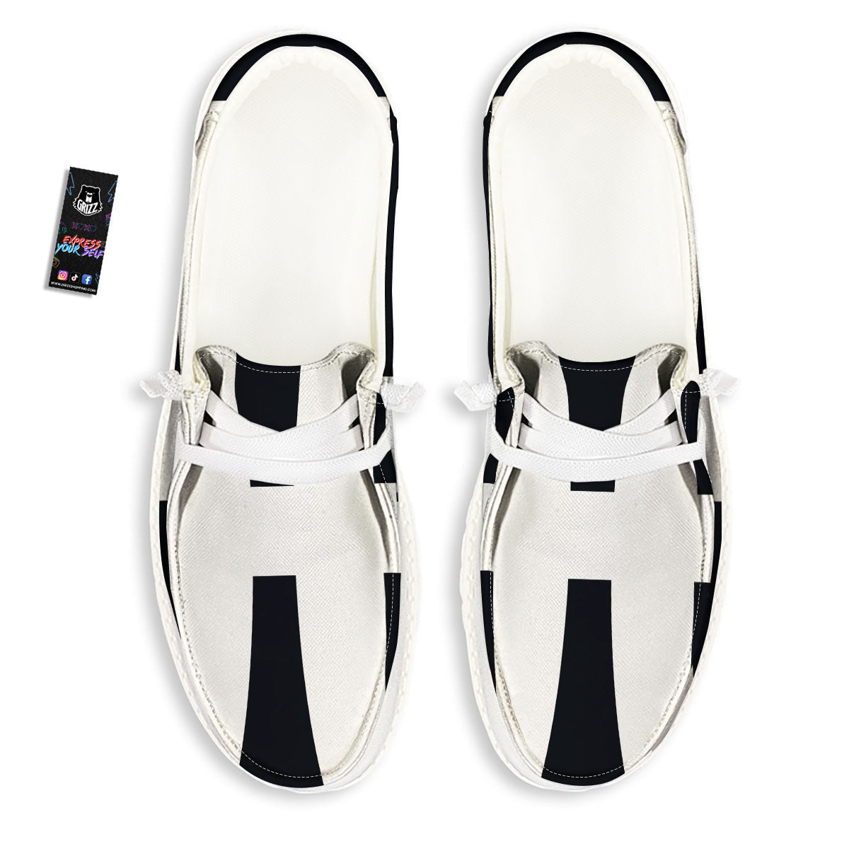 White And Black Pisces Sign Print White Loafers-grizzshop