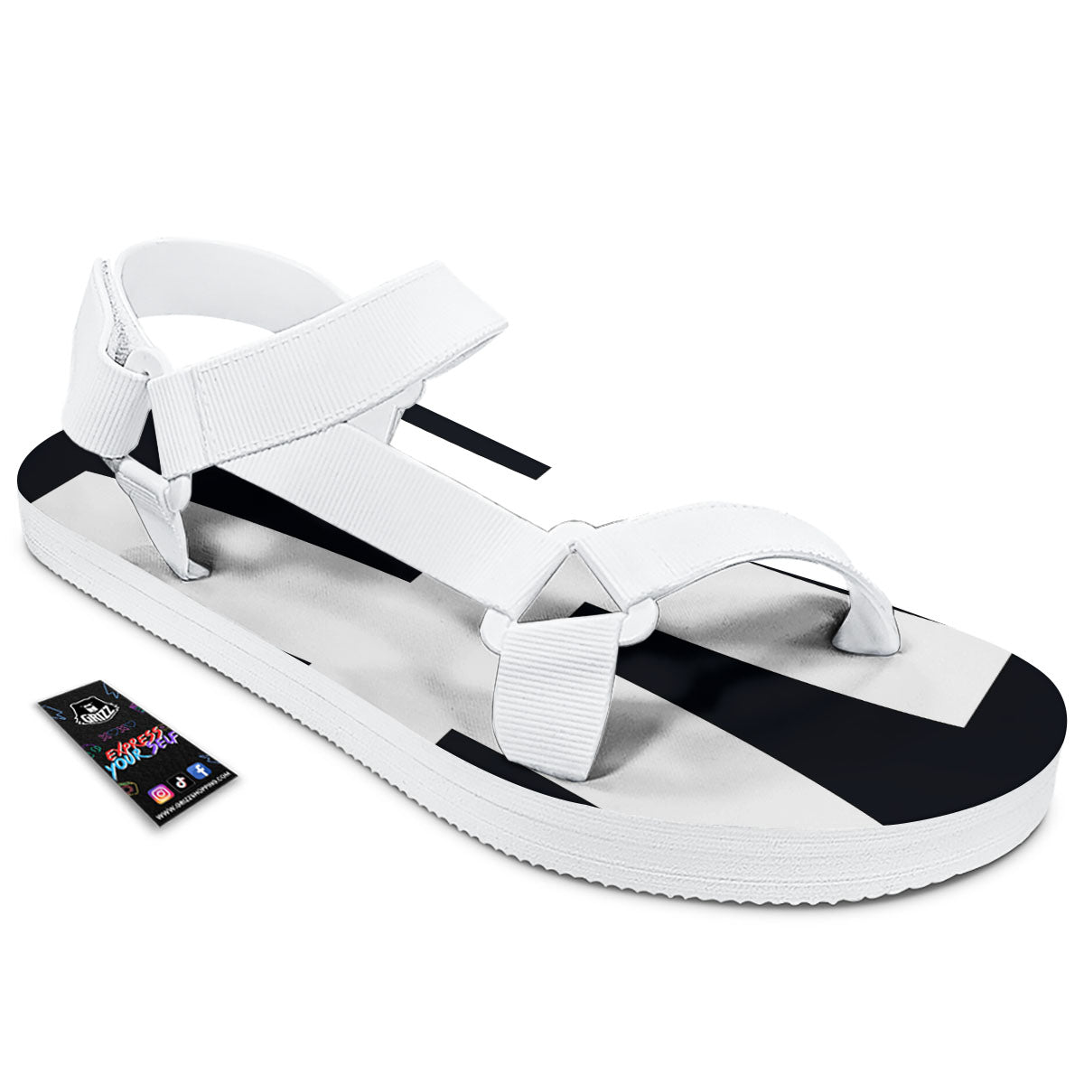 White And Black Pisces Sign Print White Open Toe Sandals-grizzshop