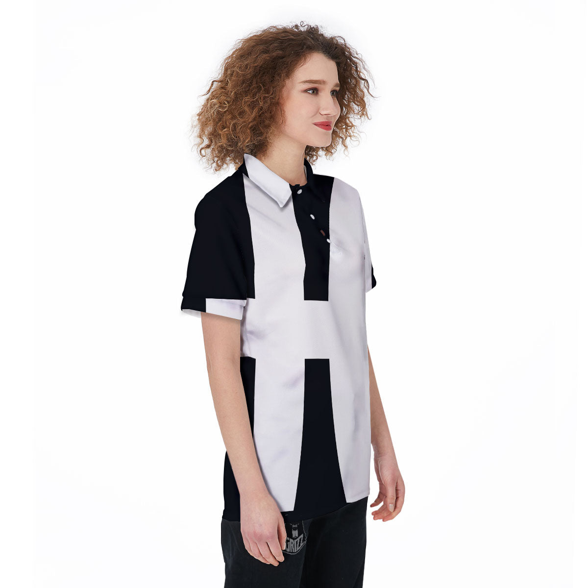 White And Black Pisces Sign Print Women's Golf Shirts-grizzshop