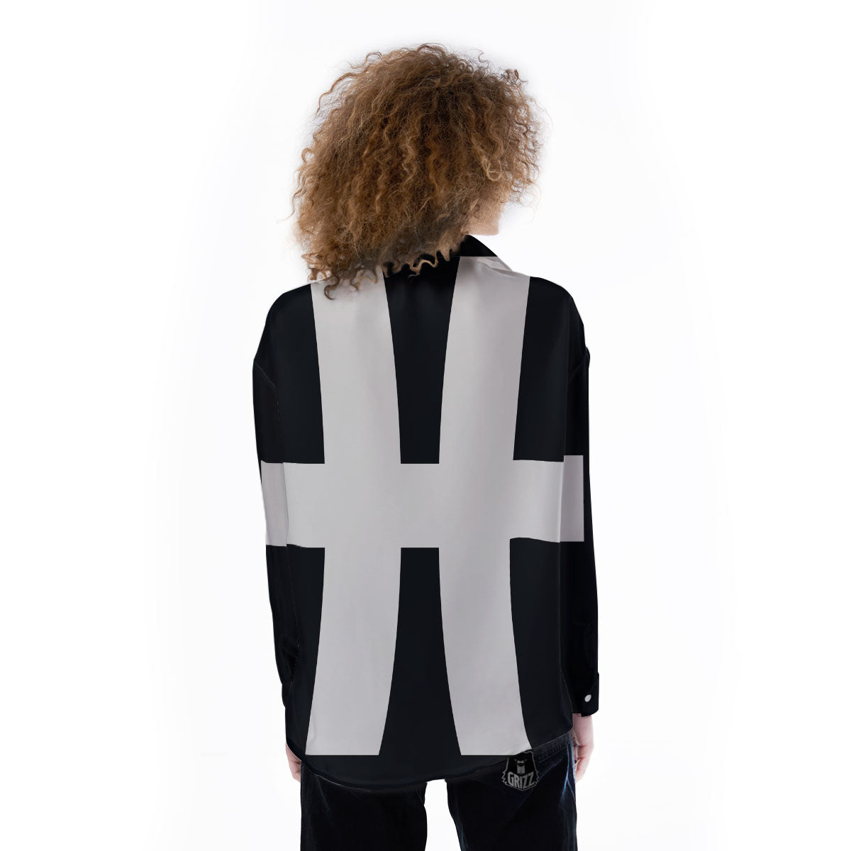 White And Black Pisces Sign Print Women's Long Sleeve Shirts-grizzshop
