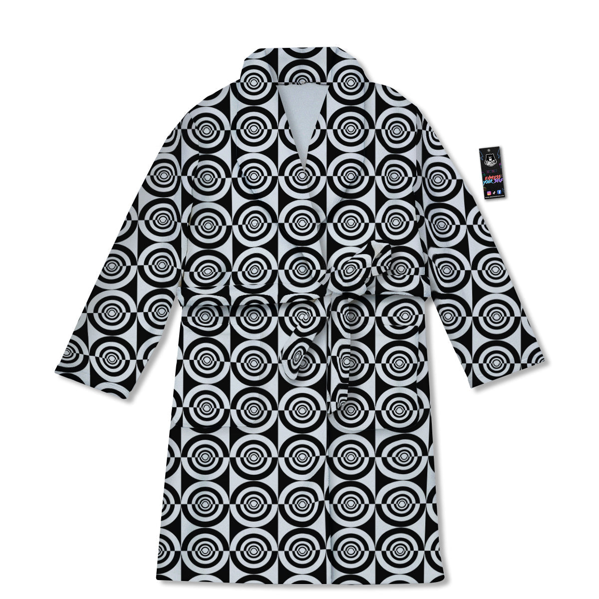 White And Black Target Board Print Pattern Bathrobe-grizzshop