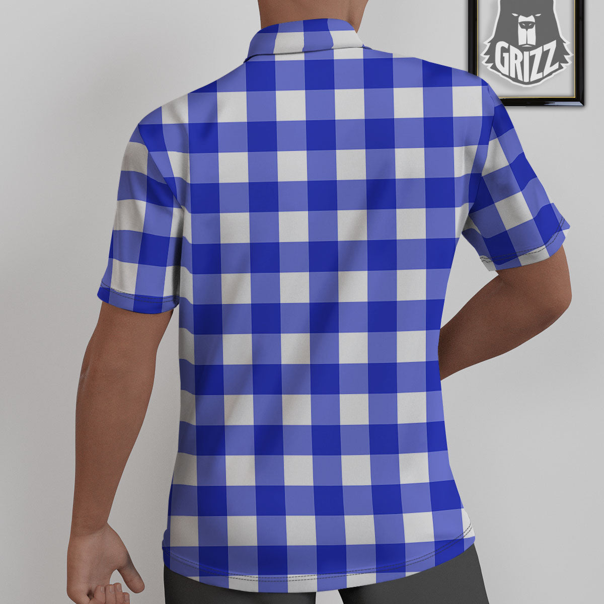 White And Blue Check Print Pattern Untucked Shirts-grizzshop