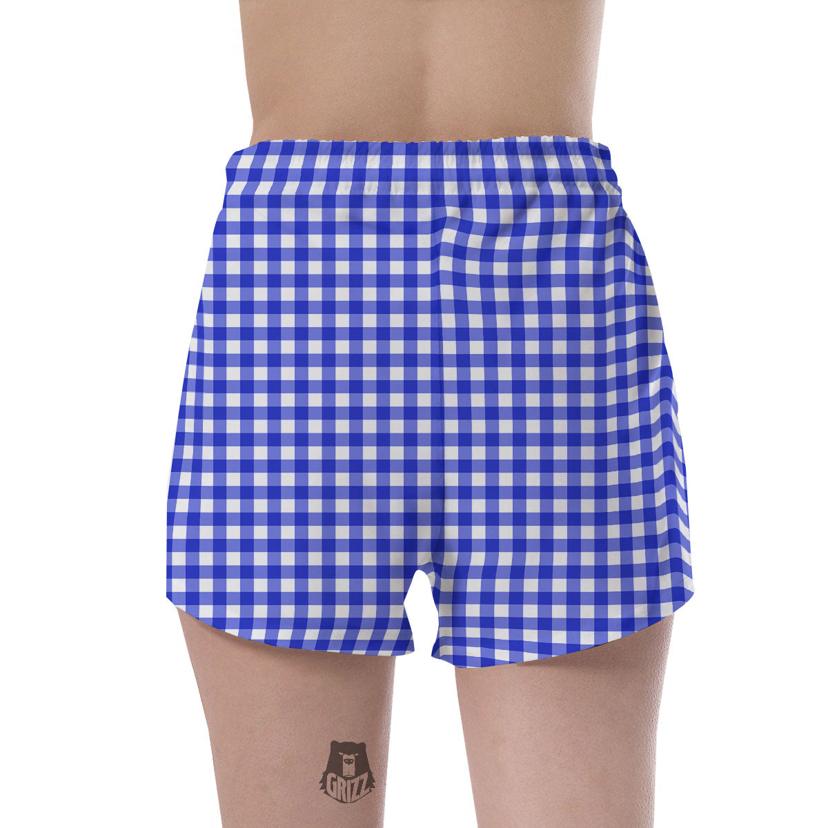 White And Blue Check Print Pattern Women's Shorts-grizzshop