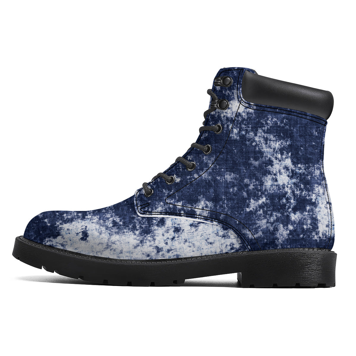 White And Blue Tie Dye Acid Wash Print Boots-grizzshop