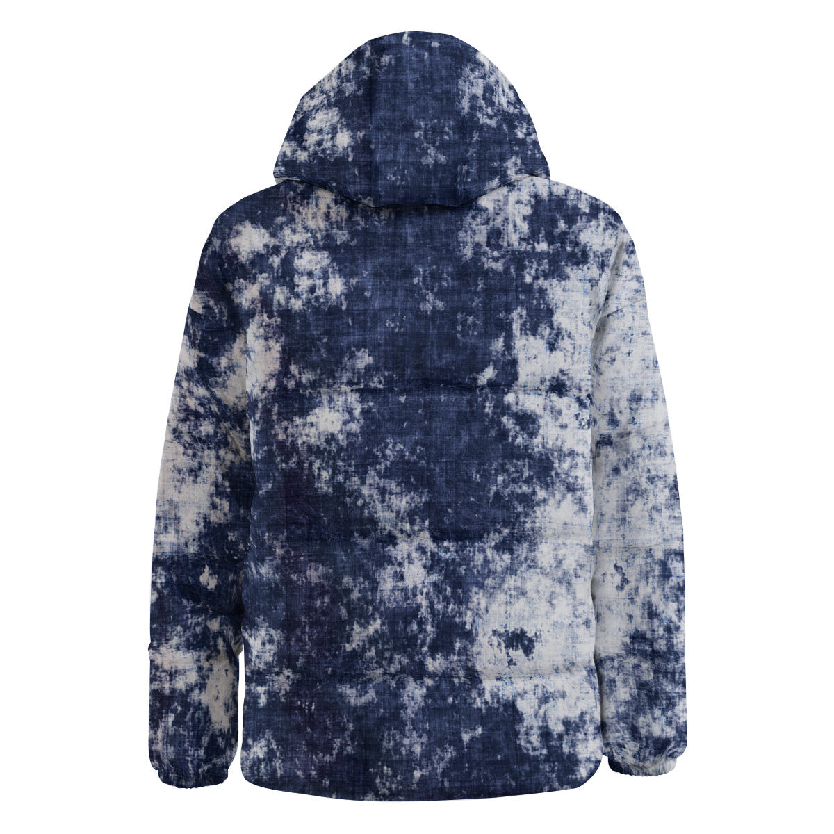 White And Blue Tie Dye Acid Wash Print Down Jacket-grizzshop