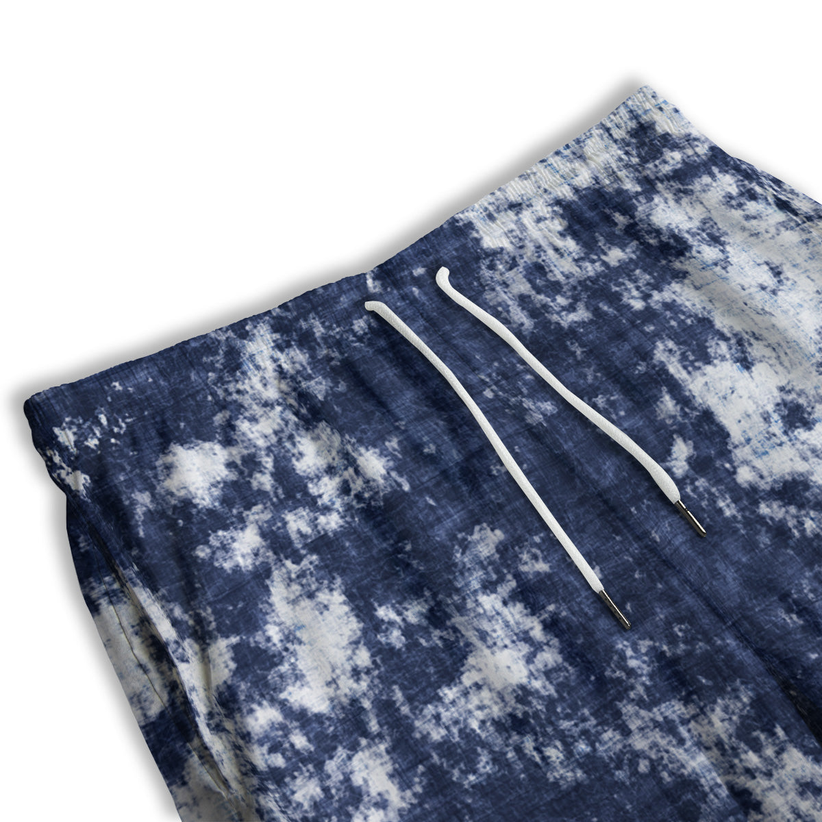 White And Blue Tie Dye Acid Wash Print Men's Athletic Shorts
