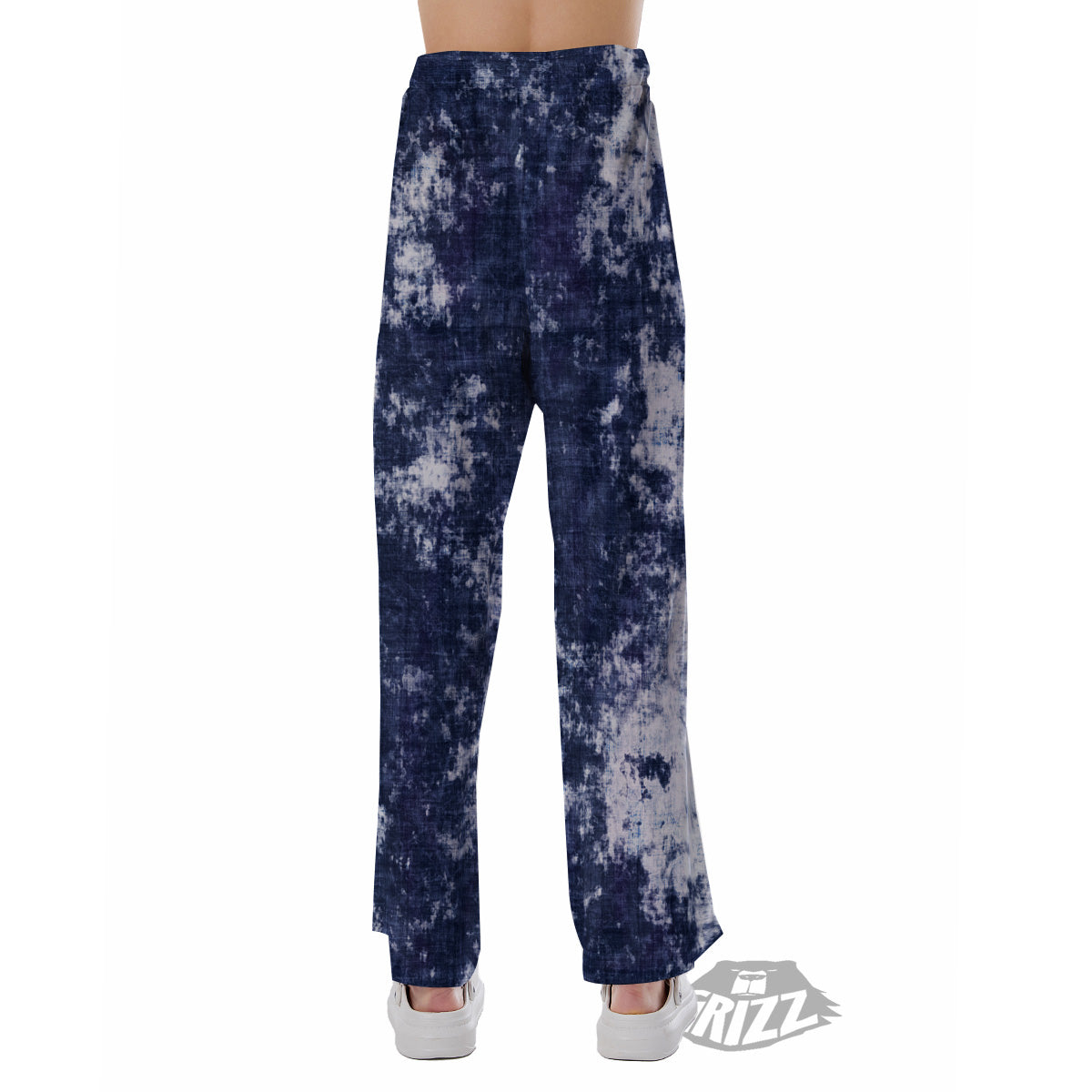 White And Blue Tie Dye Acid Wash Print Pajama Pants-grizzshop