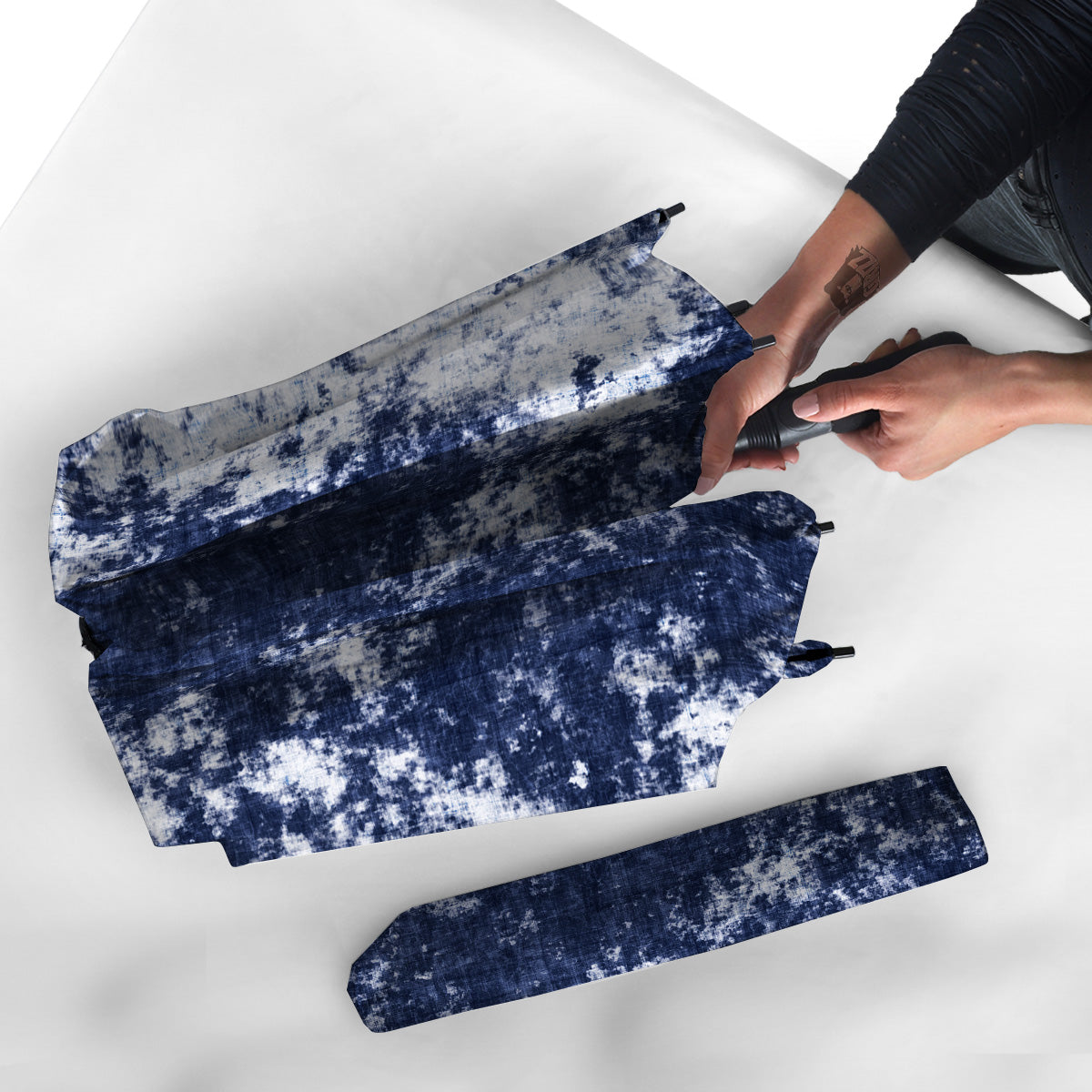 White And Blue Tie Dye Acid Wash Print Umbrella-grizzshop