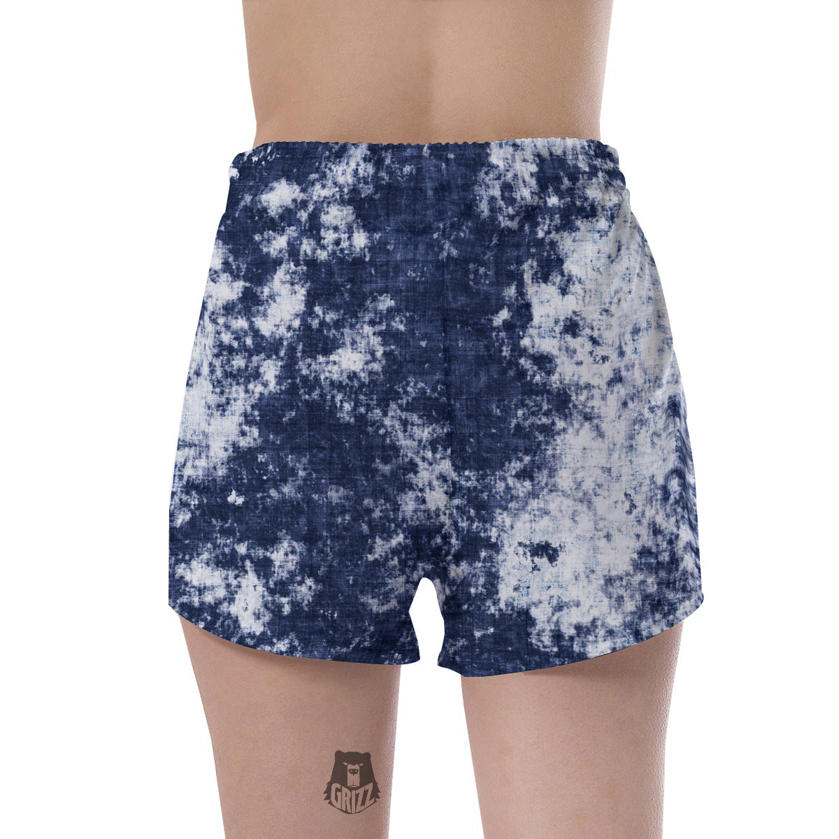 White And Blue Tie Dye Acid Wash Print Women's Shorts-grizzshop