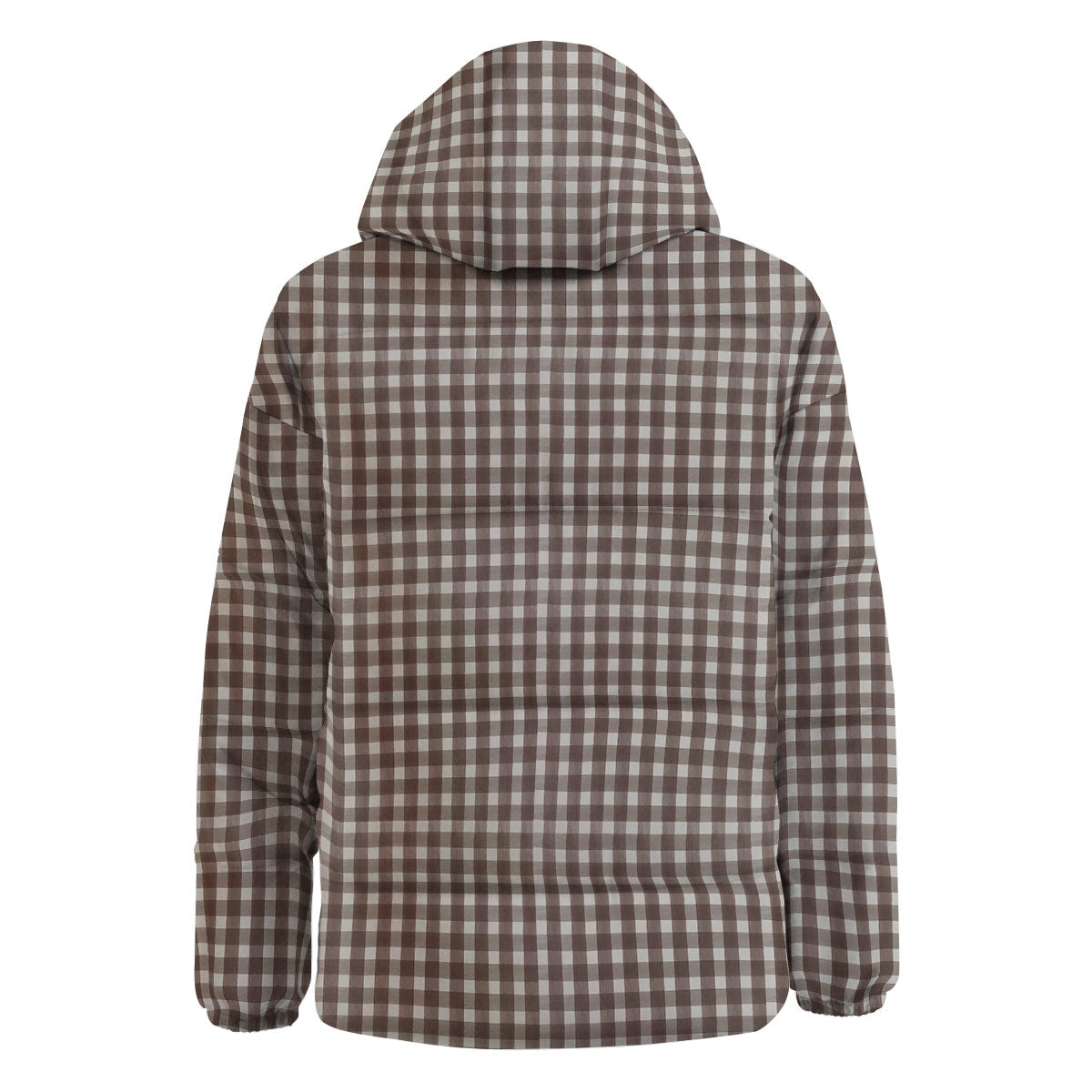 White And Brown Doodle Check Print Pattern Down Jacket-grizzshop