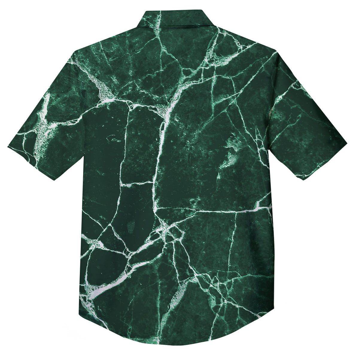 White And Dark Green Marble Texture Print Button Up Shirt-grizzshop