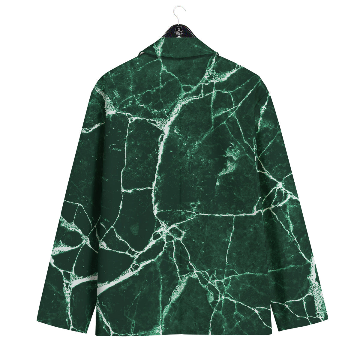 White And Dark Green Marble Texture Print Men's Sport Coat-grizzshop