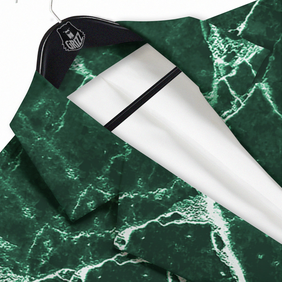 White And Dark Green Marble Texture Print Men's Sport Coat-grizzshop