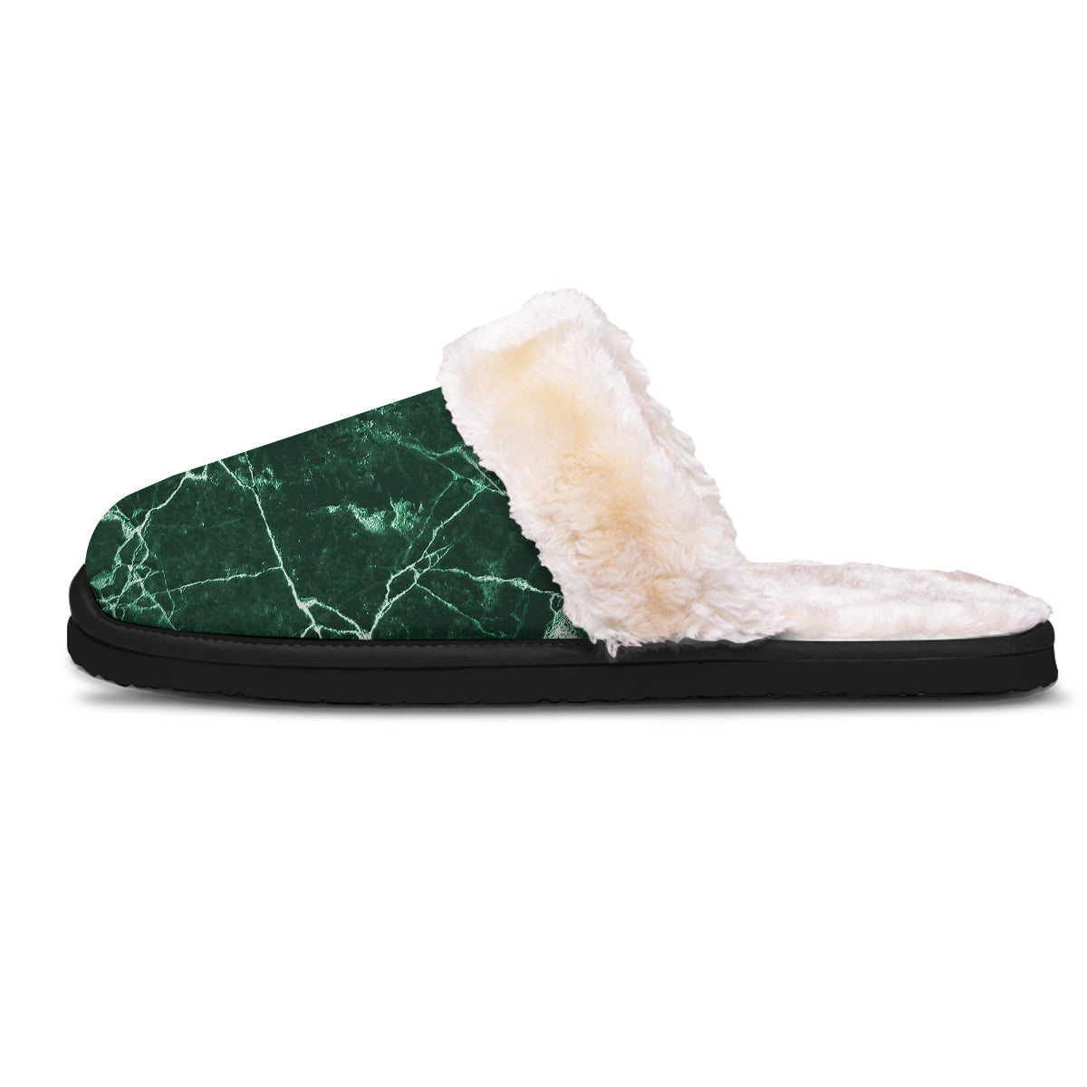 White And Dark Green Marble Texture Print Slippers-grizzshop