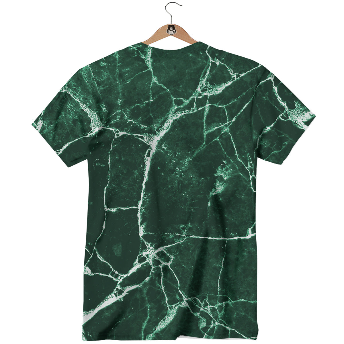 White And Dark Green Marble Texture Print T-Shirt-grizzshop