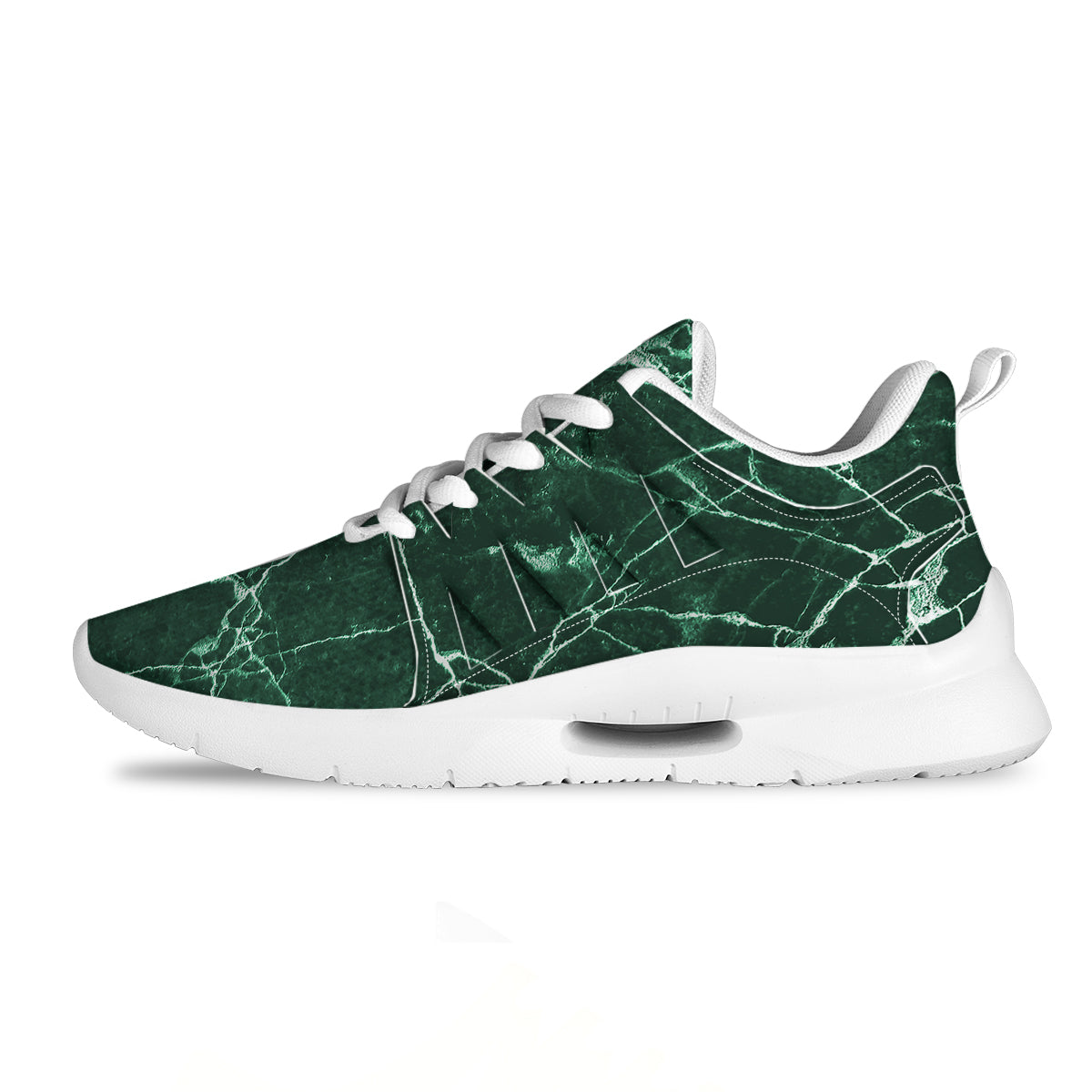 White And Dark Green Marble Texture Print Tennis Shoes-grizzshop