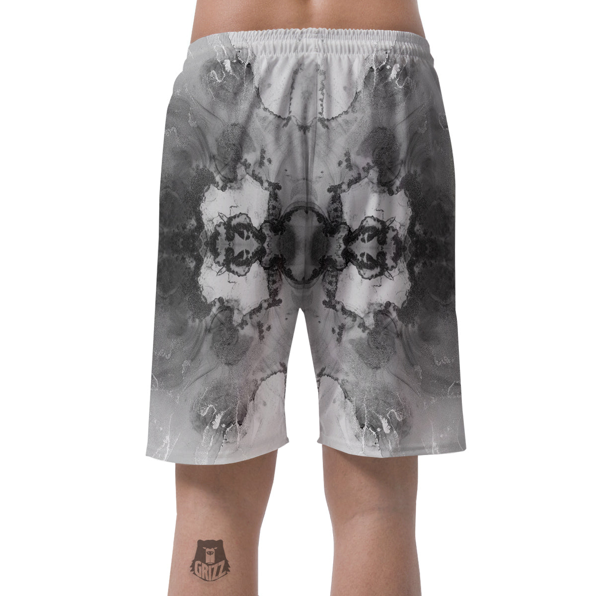 White And Dark Grey Marble Print Pattern Men's Shorts-grizzshop