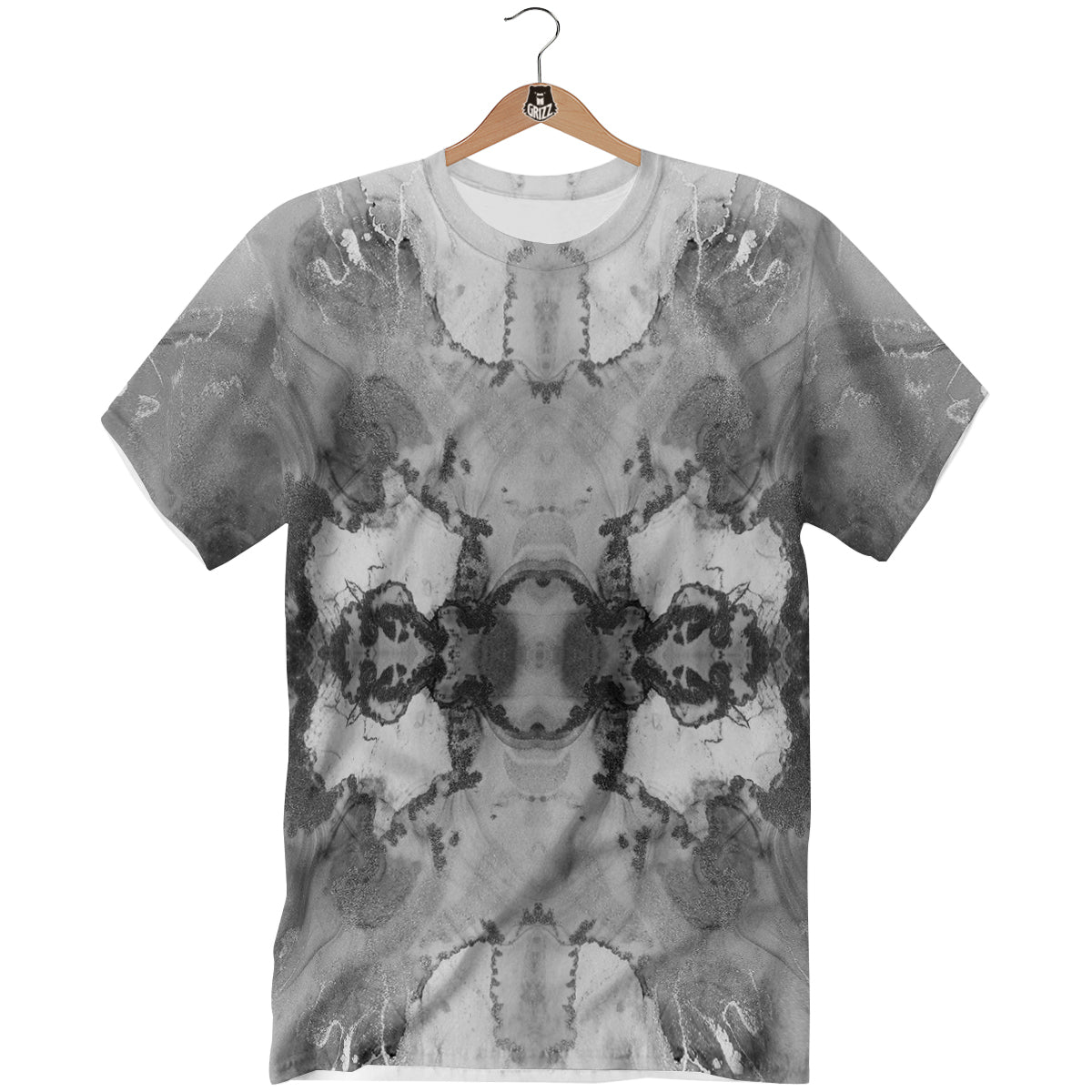 White And Dark Grey Marble Print Pattern T-Shirt-grizzshop