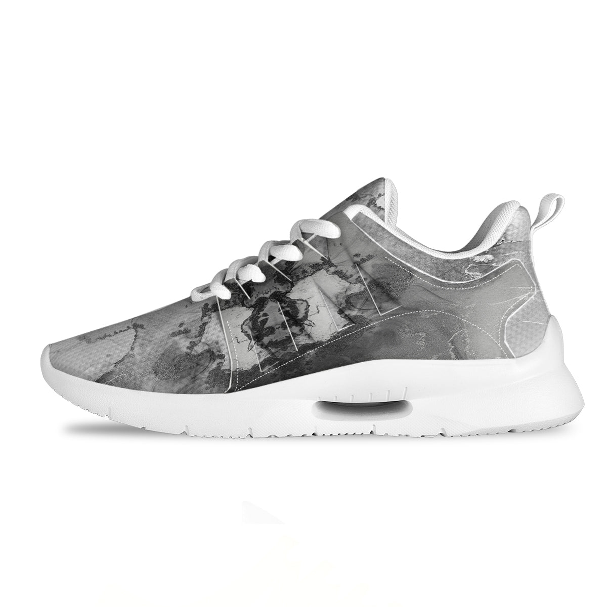 White And Dark Grey Marble Print Pattern Tennis Shoes-grizzshop