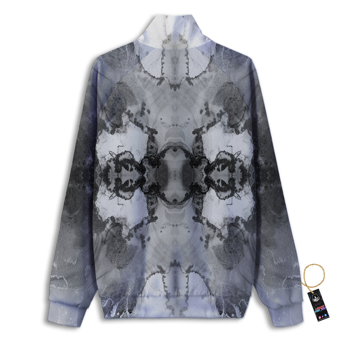 White And Dark Grey Marble Print Pattern Track Jacket-grizzshop
