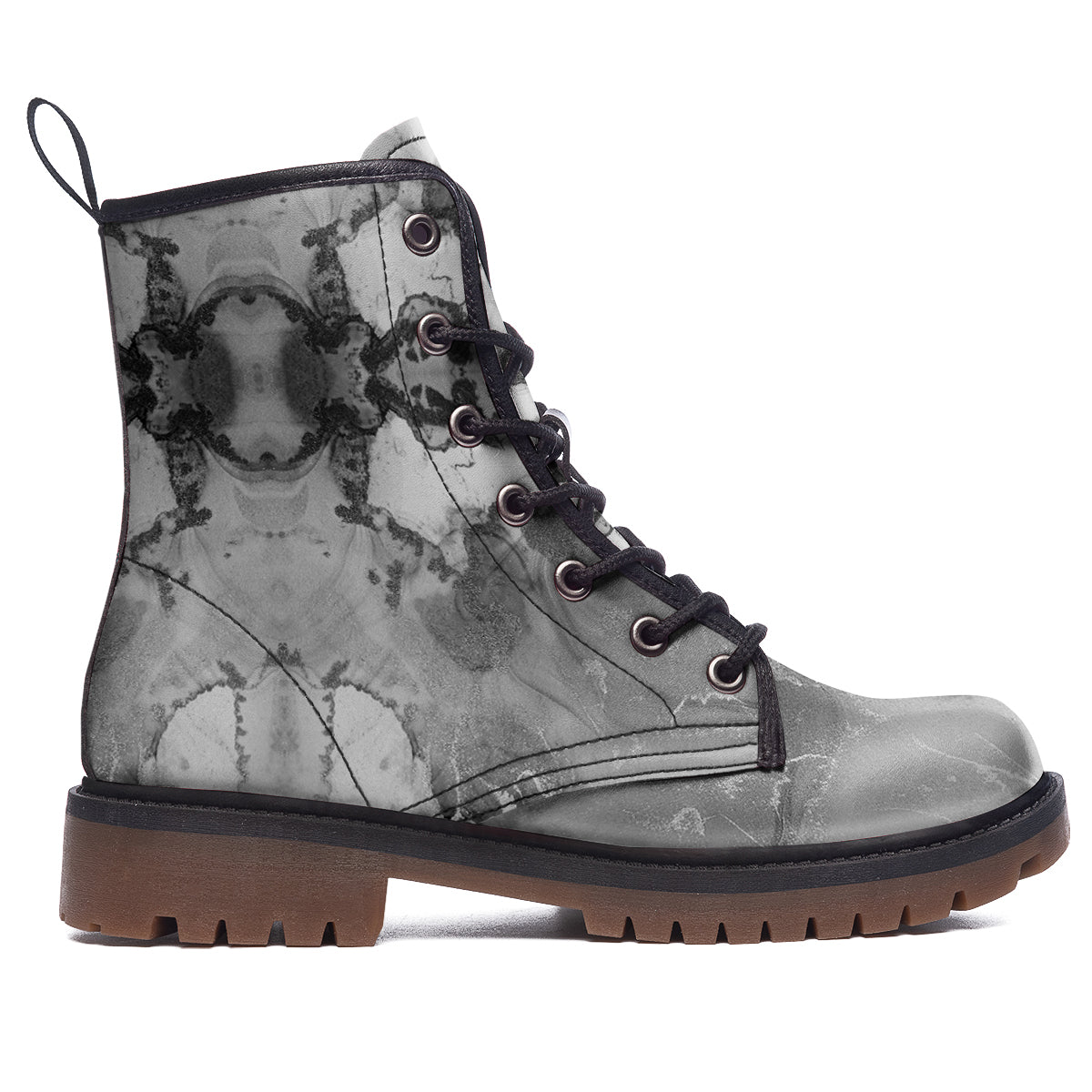 White And Dark Grey Marble Print Pattern Work Boots-grizzshop