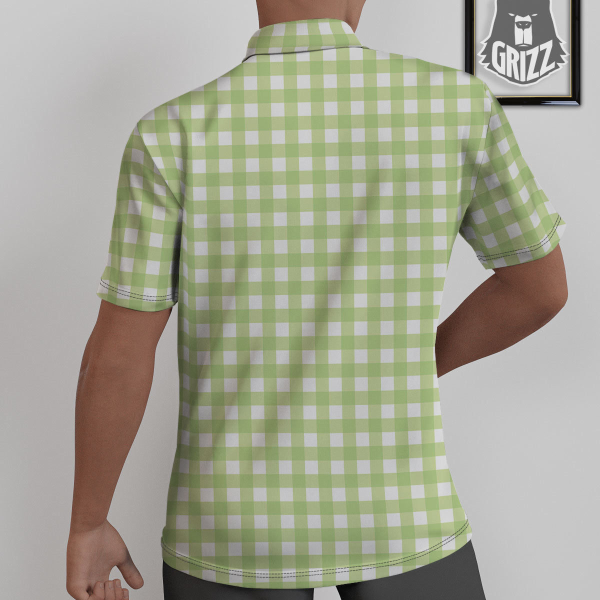 White And Green Check Print Pattern Untucked Shirts-grizzshop
