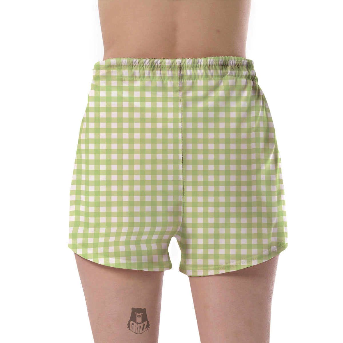 White And Green Check Print Pattern Women's Shorts-grizzshop